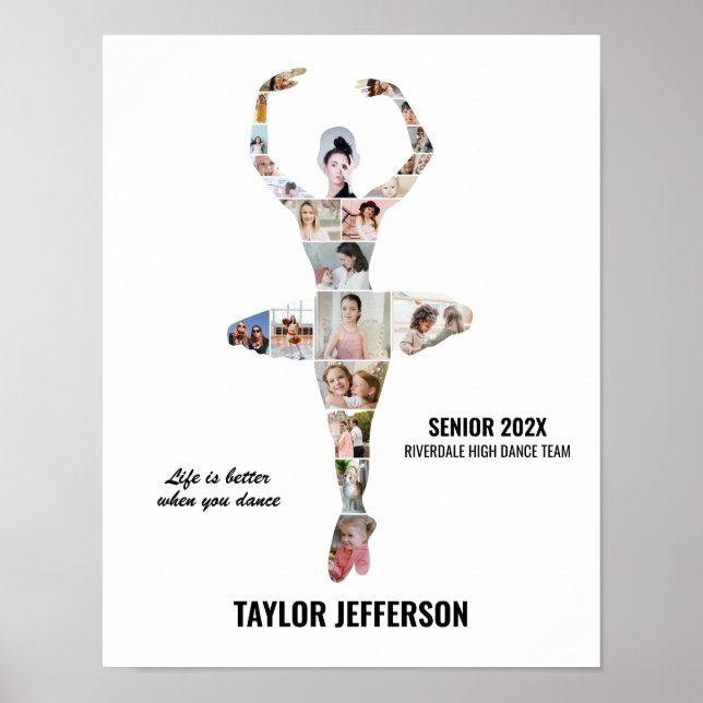 Ballet Dance Photo Collage Custom Ballerina Poster (Front)