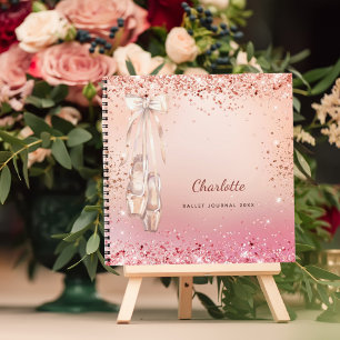Ballet dance pink rose gold monogram notebook