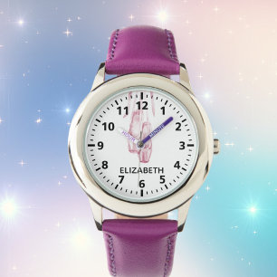 Ballet dance shoes pink name girl watch