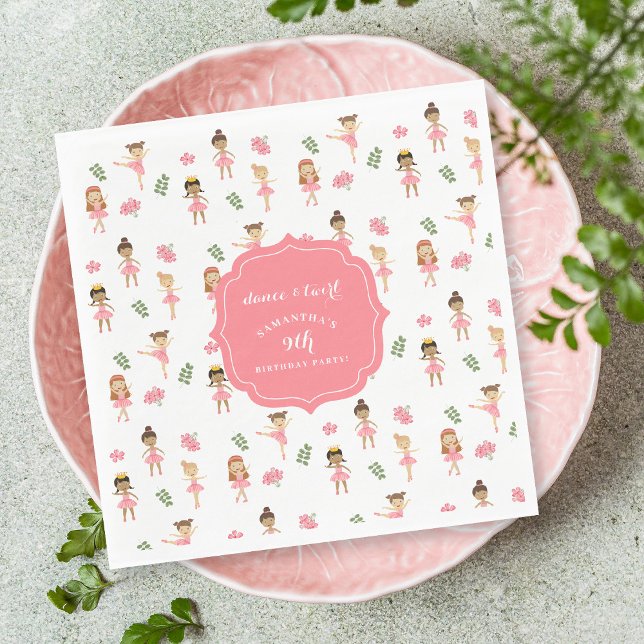 Ballet Dance & Twirl Pink Ballerina Birthday  Napkin (Ballet Dance & Twirl Pink Ballerina Birthday Napkins)