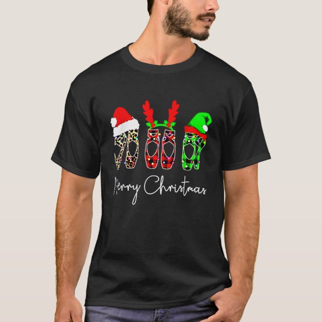 Ballet Dancer Ballerina Merry Christmas Xmas Point T-Shirt (Front)