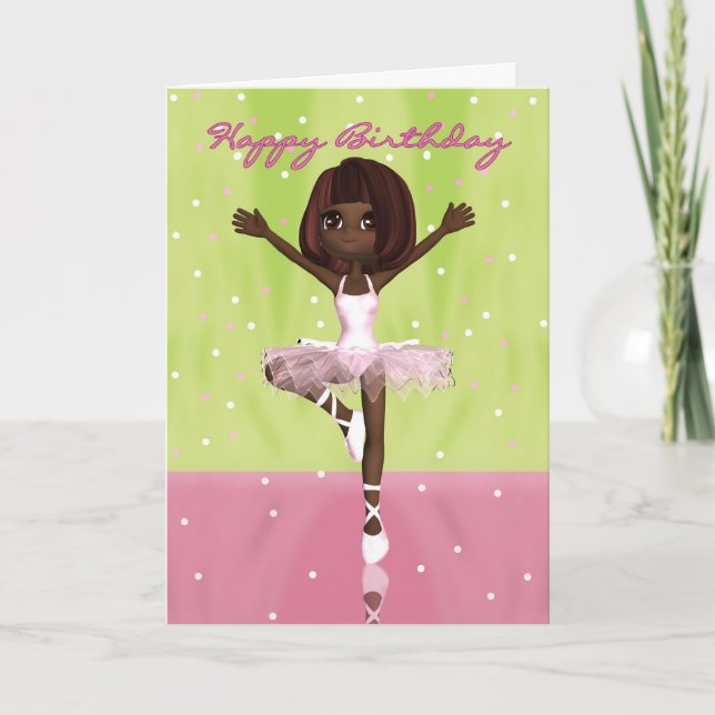 Ballet Dancer Birthday Card - African American Bal (Front)