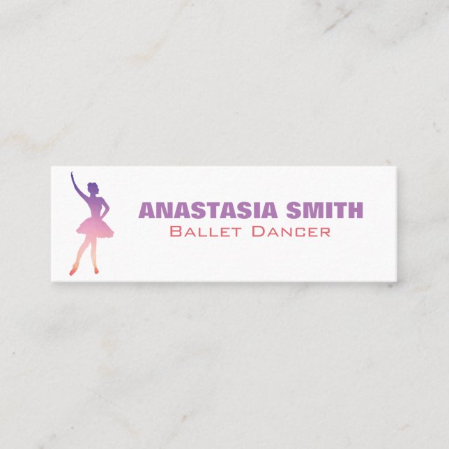 Ballet dancer business card in modern ombre design (Front)