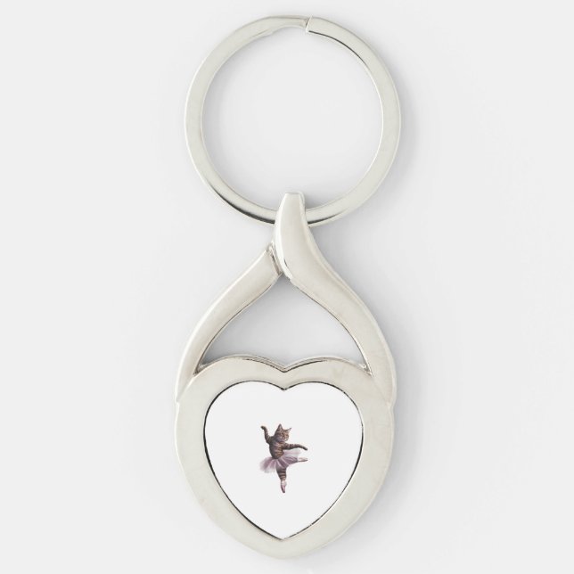 Ballet Dancer Cat  Key Ring (Front)