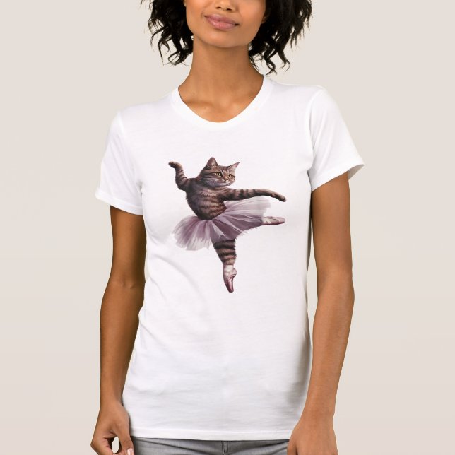 Ballet Dancer Cat  T-Shirt (Front)