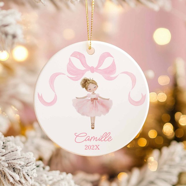 Ballet Dancer Christmas Ornament (Pink Girl Ballet Christmas Ornament)