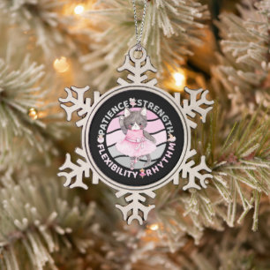 Ballet Dancer Core Values - Ballerina Snowflake Pewter Christmas Ornament