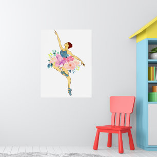 Ballet Dancer Dance Girl Ballerina Flower Floral Poster