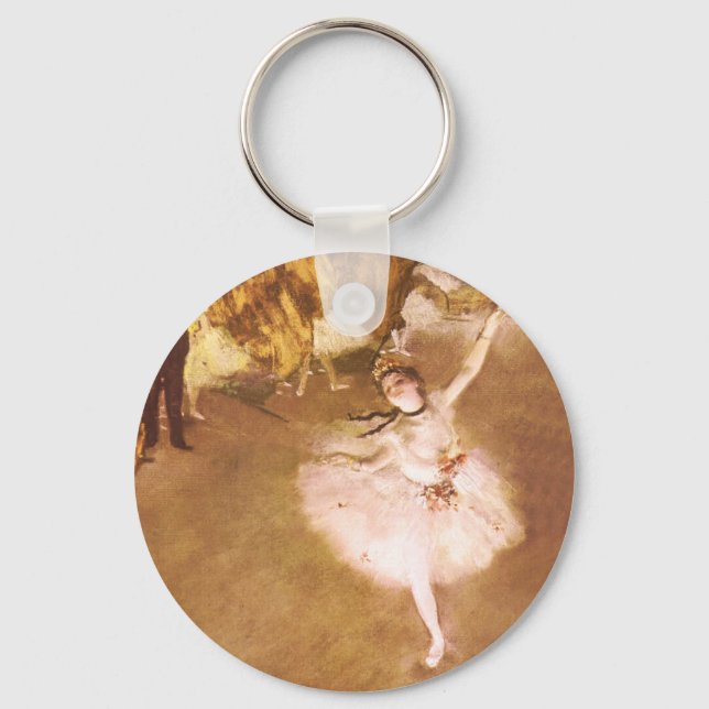 Ballet Dancer Degas Star Painting Key Ring (Front)