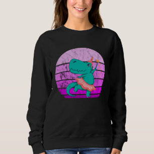 Ballet Dancer Dino Ballerina Rex Retro Sunset Dino Sweatshirt