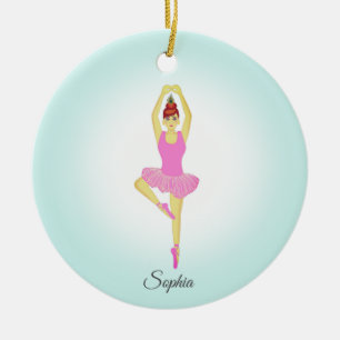 Ballet dancer dressed in light pink ceramic tree decoration
