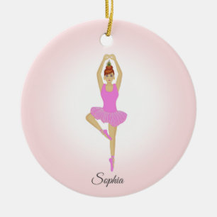 Ballet dancer dressed in light pink ceramic tree decoration