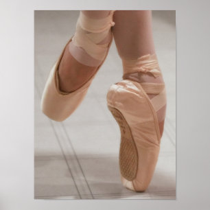 Ballet Dancer en Pointe, Feet, Pink Satin Shoes Poster