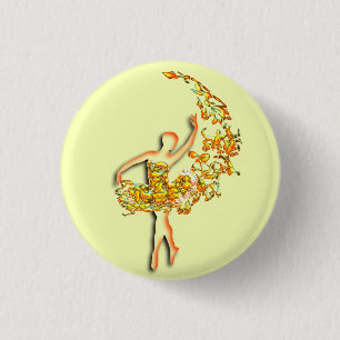 Ballet Dancer Fire Girl Ballerina Button