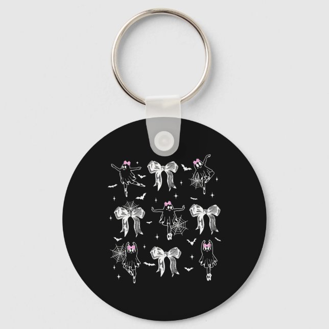 Ballet Dancer Ghost Coquette Bow Halloween Balleri Key Ring (Front)
