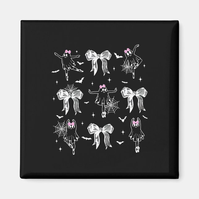 Ballet Dancer Ghost Coquette Bow Halloween Balleri Magnet (Front)