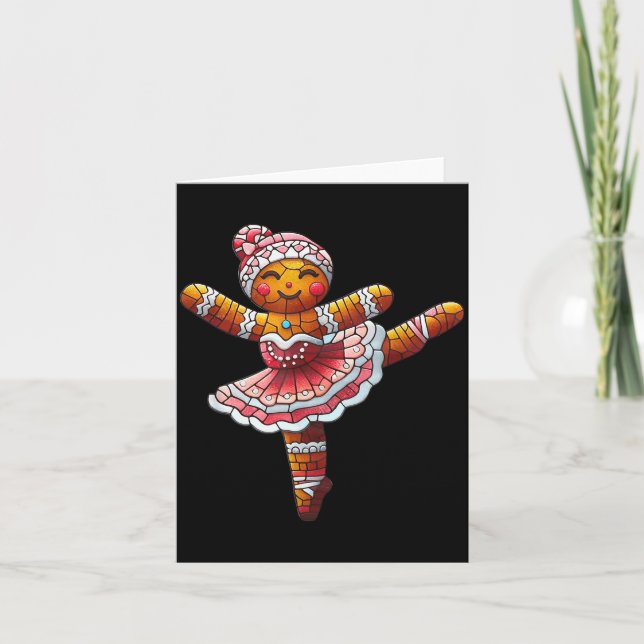 Ballet Dancer Gingerbread Christmas Dance Teacher  Card (Front)