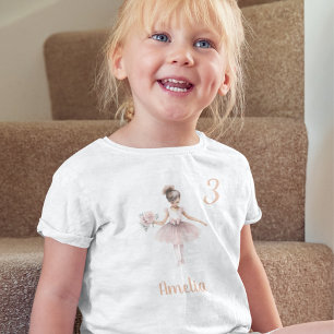 Ballet Dancer Girl Personalised Birthday Pink Cute Toddler T-Shirt