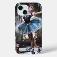 Ballet Dancer in a Blue Tutu Custom Name