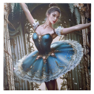 Ballet Dancer in a Blue Tutu Tile