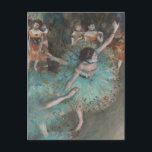 Ballet Dancer in green Edgar Degas Postcard<br><div class="desc">Ballet dancer in green Postcard by French impressionist artist Edgar Degas.
Degas is famous for his drawings and oil paintings of dancers and many of his works depict ballet dancers in movement.</div>