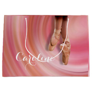 Ballet Dancer in Toe Shoes with Name Large Gift Bag