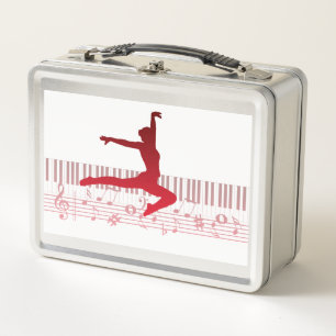 Ballet dancer on a keyboard metal lunch box