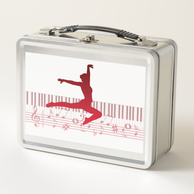 Ballet dancer on a keyboard          metal lunch box (Front)