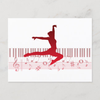 Ballet dancer on a keyboard postcard