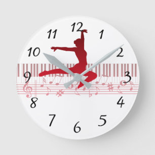 Ballet dancer on a keyboard round clock