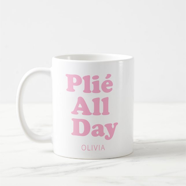 Ballet Dancer Personalised Name Ballerina Pink Coffee Mug (Left)