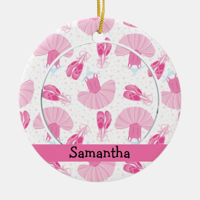 Ballet Dancer Photo Holiday Monogram Ceramic Tree Decoration (Front)