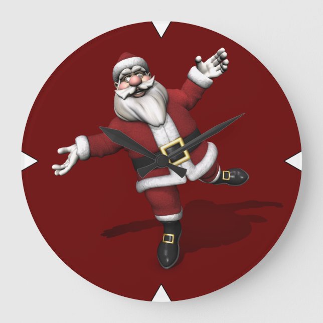 Ballet Dancer Santa Claus Large Clock (Front)