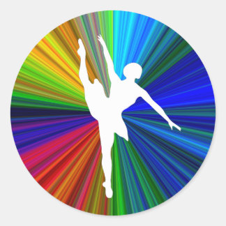 Ballet dancer silhouette round design classic round sticker