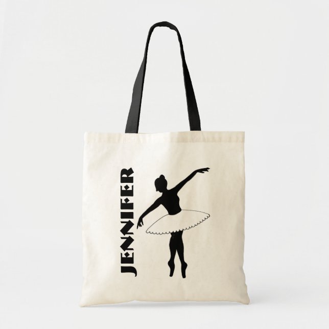 Ballet Dancer Tutu Ballerina Dance Class Black Tote Bag (Front)
