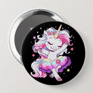 Ballet Dancer Unicorn Girls Rainbow Ballerin Colou 10 Cm Round Badge