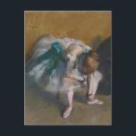 Ballet Dancer waiting Edgar Degas Postcard<br><div class="desc">Ballet Dancer waiting on a bench Postcard by French impressionist artist Edgar Degas.
Degas is famous for his drawings and oil paintings of dancers and many of his works depict ballet dancers in movement.</div>