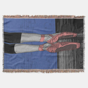 Ballet Dancer With Pink Shoes Throw Blanket