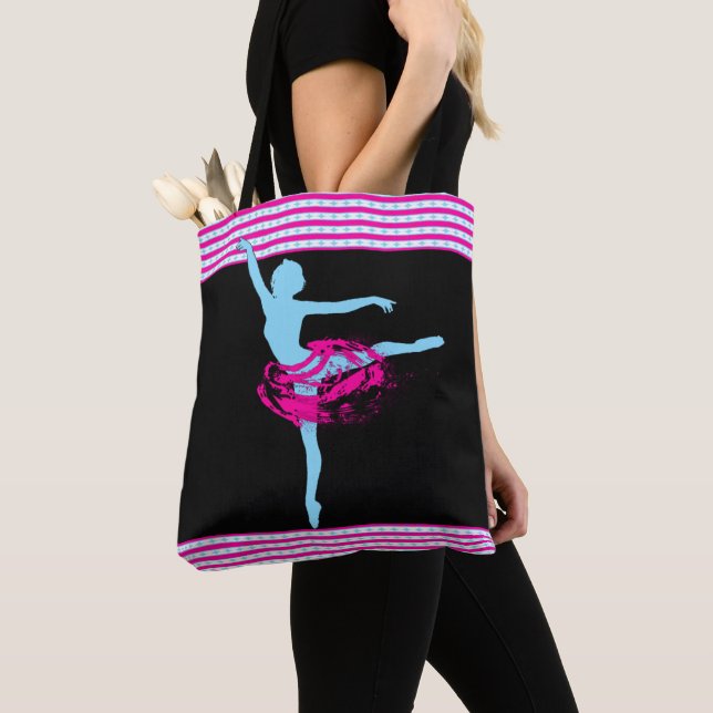 Ballet Dancer with Pink Stripes Tote Bag (Close Up)