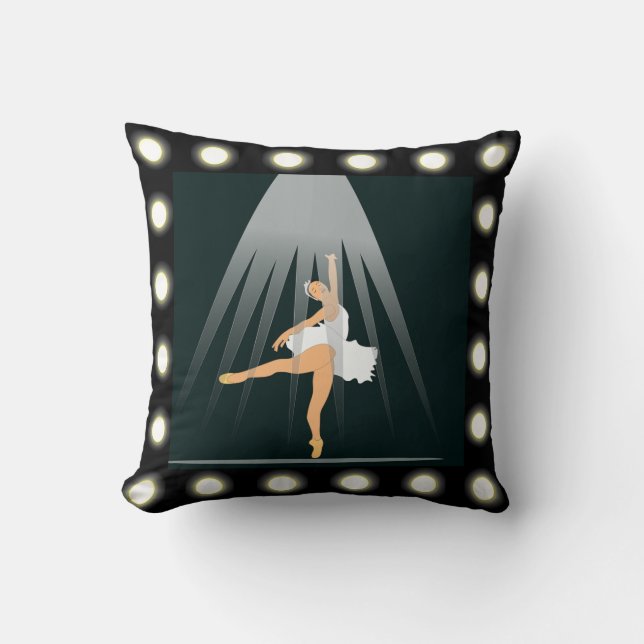 Ballet Dancer With Spotlight And Marque Lights Cushion (Front)