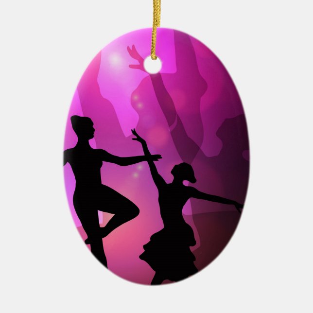 Ballet Dancers Ceramic Tree Decoration (Front)