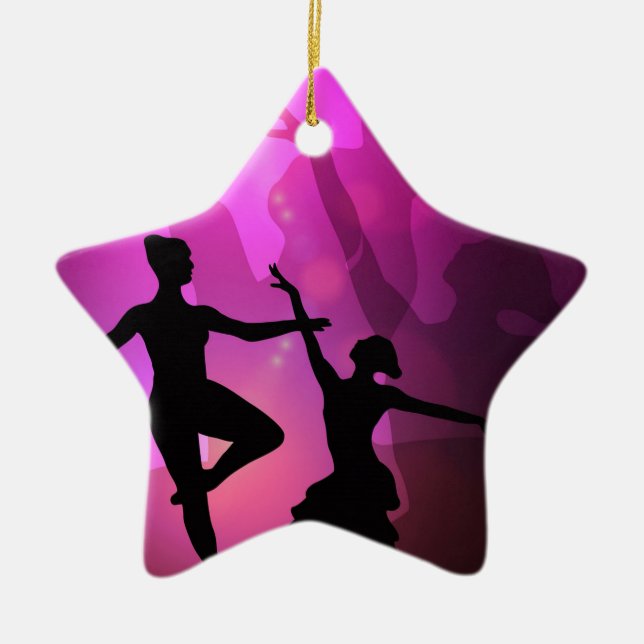 Ballet Dancers Ceramic Tree Decoration (Front)