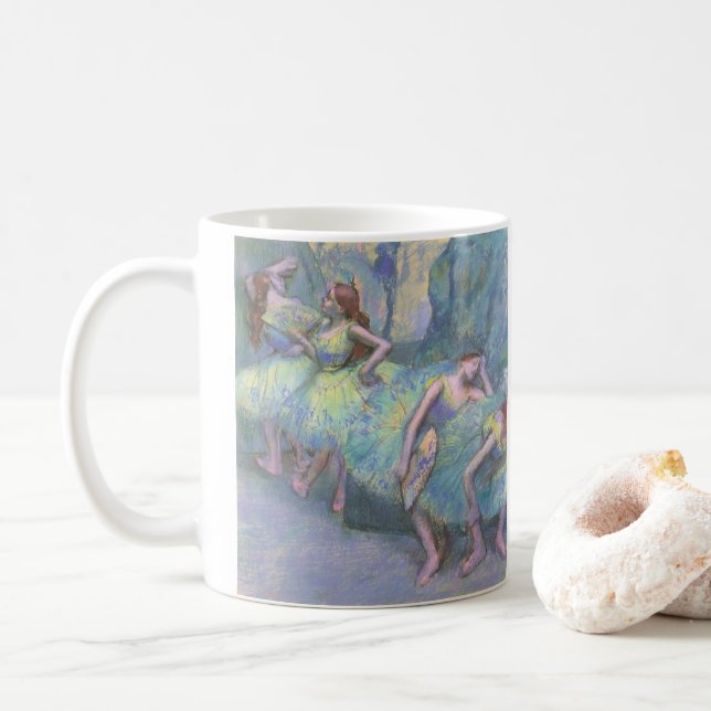 Ballet Dancers in the Wings by Edgar Degas Coffee Mug (With Donut)