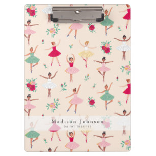 Ballet Dancers Pattern Cute Ballerina Teacher Clipboard