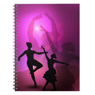 Ballet dancers pink artistic design spiral notebook