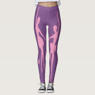 Ballet Dancers Pink Silhouette On Any Colour Leggings
