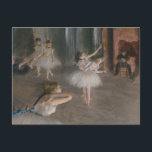 Ballet Dancers Theater Rehearsal Edgar Degas Postcard<br><div class="desc">Ballet Dancers on stage Postcard by French impressionist artist Edgar Degas.
Degas is famous for his drawings and oil paintings of dancers and many of his works depict ballet dancers in movement.</div>