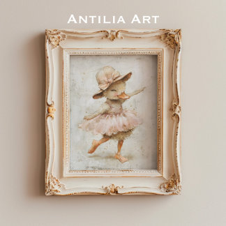 Ballet Dancing Duck Whimsical Nursery Ballerina Poster