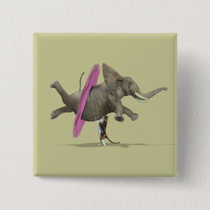 Ballet Dancing Elephant 15 Cm Square Badge