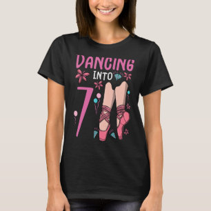 Ballet Dancing Into 7 Birthday Ballerina Ballet Bi T-Shirt
